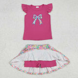 GSD1688  baby girl clothes  embroidery bows toddler girl summer outfit