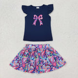 GSD1689  baby girl clothes embroidery bows toddler girl summer outfit
