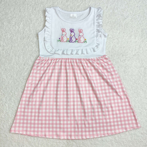 GSD1696  toddler clothes embroidery bunny baby girl easter summer dress