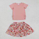 GSD1721   baby girl clothes pink flower toddler girl summer outfit