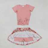 GSD1721   baby girl clothes pink flower toddler girl summer outfit