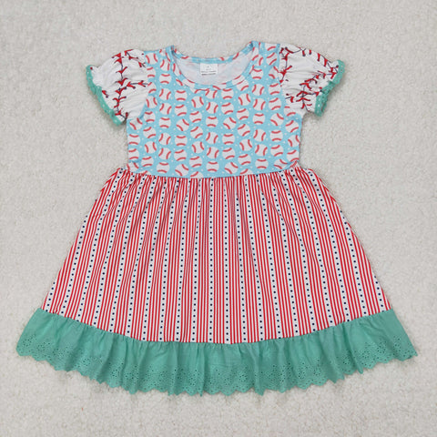 GSD1749   toddler clothes baseball baby girl summer dress
