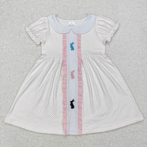 GSD1771   toddler clothes embroidery bunny baby girl easter summer dress