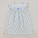 RTS girl summer clothes bow embroidery girl summer matching clothing
