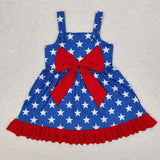 GSD1854  toddler clothes star baby girl 4th of July Patriotic summer dress