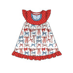 GSD1863 pre-order toddler clothes floral baby girl 4th of July Patriotic summer dress-2025.1.27