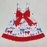 GSD1866  toddler clothes bows baby girl 4th of July Patriotic summer dress