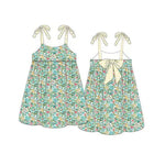 GSD1882 pre-order toddler clothes green floral baby girl summer dress-2025.1.30