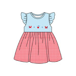 GSD1887 pre-order toddler clothes crabs baby girl 4th of July Patriotic summer dress-2025.1.30