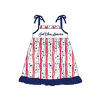 GSD1888 pre-order toddler clothes star baby girl 4th of July Patriotic summer dress-2025.1.30