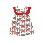 GSD1907 pre-order toddler clothes bows girl 4th of July Patriotic summer dress-2025.2.3