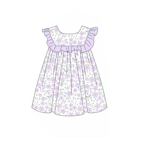 GSD1908 pre-order toddler clothes purple floral girl summer dress-2025.2.4