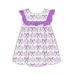 GSD1919 pre-order toddler clothes purple bows girl summer dress-2025.2.5