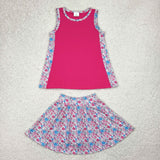 GSD1926   toddler girl clothes floral print girl summer set