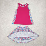 GSD1926   toddler girl clothes floral print girl summer set