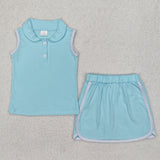 GSD1973  toddler girl clothes green cotton girl summer set