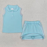 GSD1973  toddler girl clothes green cotton girl summer set