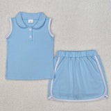 GSD1974  toddler girl clothes blue girl summer set