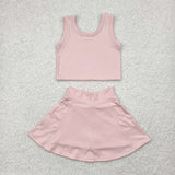 GSD1977  toddler girl clothes pink girl summer set yoga clothes