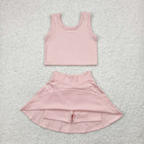 GSD1977  toddler girl clothes pink girl summer set yoga clothes