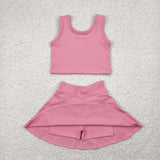 GSD1978  toddler girl clothes pink girl summer set yoga clothes