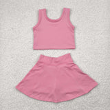 GSD1978  toddler girl clothes pink girl summer set yoga clothes