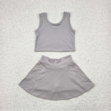 GSD1983   toddler girl clothes grey girl summer set yoga clothes