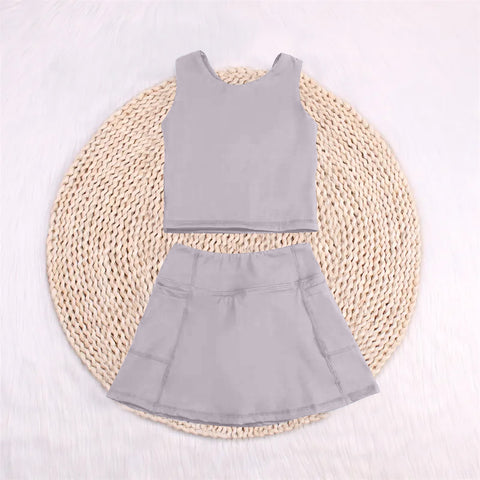 GSD1983 pre-order toddler girl clothes grey girl summer set yoga clothes-2025.2.27