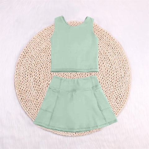 GSD1984 pre-order toddler girl clothes green girl summer set yoga clothes-2025.2.27