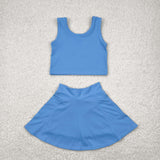 GSD1985   toddler girl clothes blue girl summer set yoga clothes