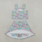 GSD1988  toddler girl clothes flower girl summer set yoga clothes