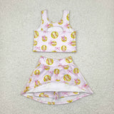 GSD2045   toddler girl clothes baseball girl summer set yoga clothes