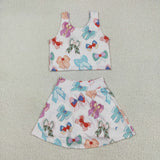 GSD2046   toddler girl clothes bows girl summer set yoga clothes