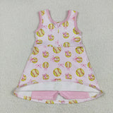 GSD2048   toddler clothes baseball girl summer dress yoga clothes