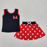 GSD2069  toddler clothes cartoon mouse girl summer short skirt set