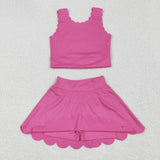 RTS toddler clothes matching clothing solid color kids summer yoga clothing