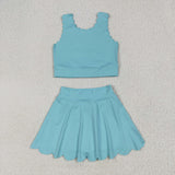 GSD2096  toddler girl clothes  blue girl summer set yoga clothes