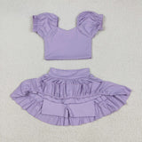 GSD2099   toddler girl clothes purple girl summer set yoga clothes