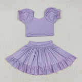 GSD2099   toddler girl clothes purple girl summer set yoga clothes