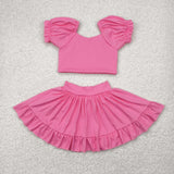 GSD2102   toddler girl clothes pink girl summer set yoga clothes
