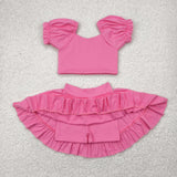 GSD2102   toddler girl clothes pink girl summer set yoga clothes
