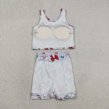 GSD2151   toddler girl clothes baseball girl summer set yoga clothes