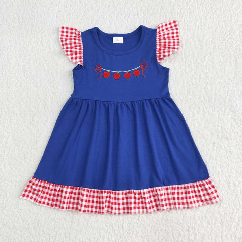 GSD2153  toddler clothes embroidery apple girl back to school day summer dress