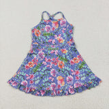 GSD2279  toddler girl clothes floral girl summer dress yoga clothes