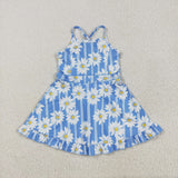 RTS toddler clothes matching clothing floral bow dress kids summer yoga clothing 3