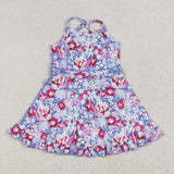 RTS toddler clothes matching clothing floral bow dress kids summer yoga clothing 3