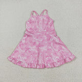 RTS toddler clothes matching clothing floral bow dress kids summer yoga clothing 3