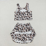 GSD2327   toddler girl clothes leopard print girl summer set yoga clothes