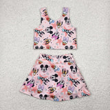 GSD2332  toddler girl clothes cartoon mouse girl summer set yoga clothes