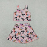 GSD2332  toddler girl clothes cartoon mouse girl summer set yoga clothes